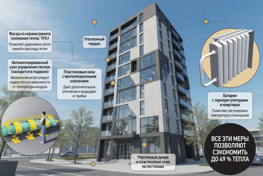 Основные составляющие энергоэффективного жилого дома