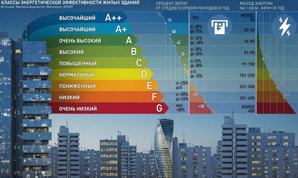 Классы энергоэффективности жилых зданий